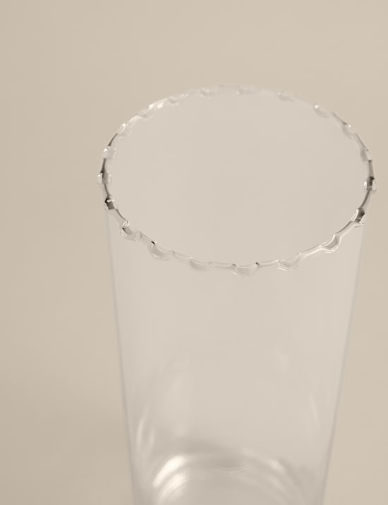 Large Cylinder Frill Top Glass Vase