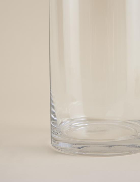 Large Cylinder Frill Top Glass Vase
