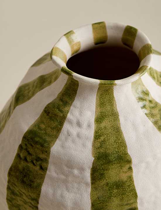 Striped Textured Ceramic Vase
