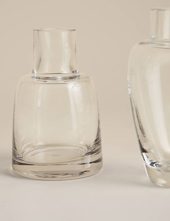 Set of 3 Clear Glass Bottle Vases