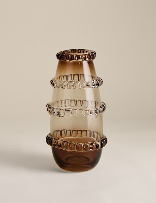 Smoked Glass Textured Frill Vase