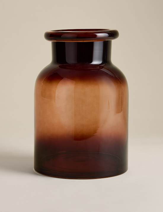 Smoked Glass Large Roll Top Apothecary Vase