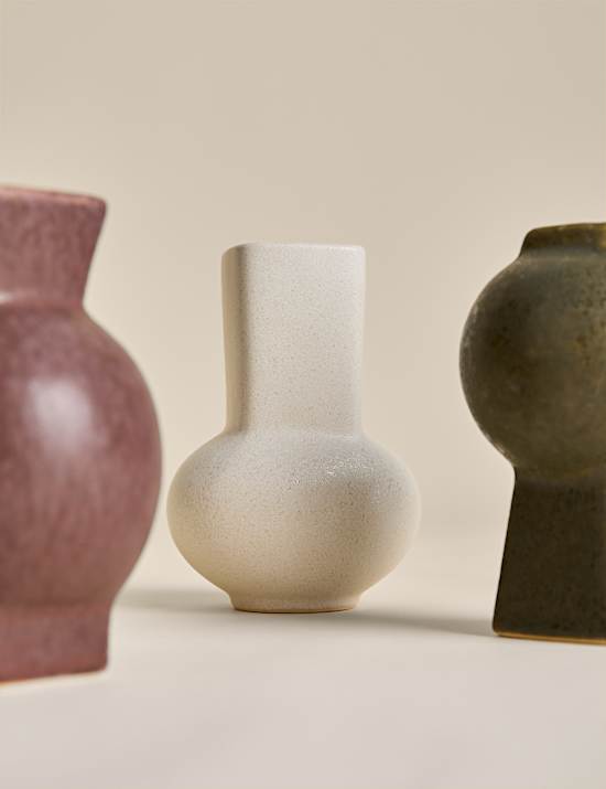 Set of 3 Glazed Ceramic Vases