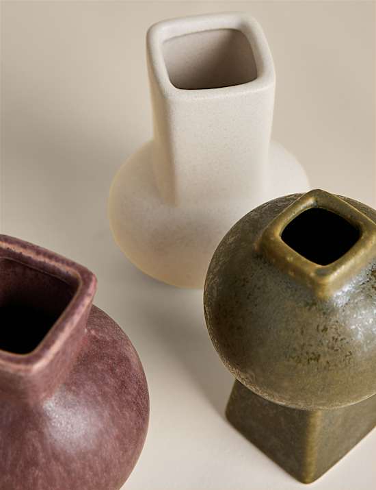 Set of 3 Glazed Ceramic Vases