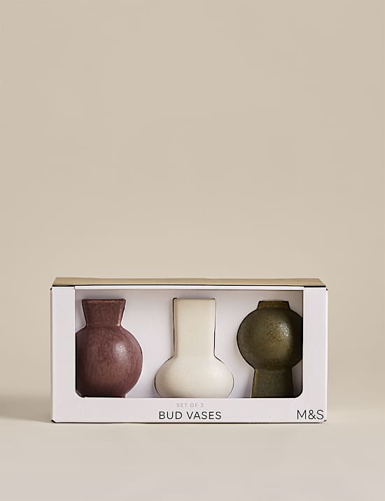 Set of 3 Glazed Ceramic Vases