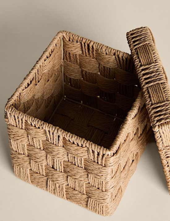 Woven Jute Small Square Storage Box