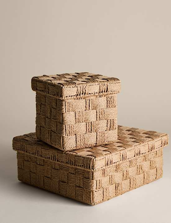 Woven Jute Small Square Storage Box