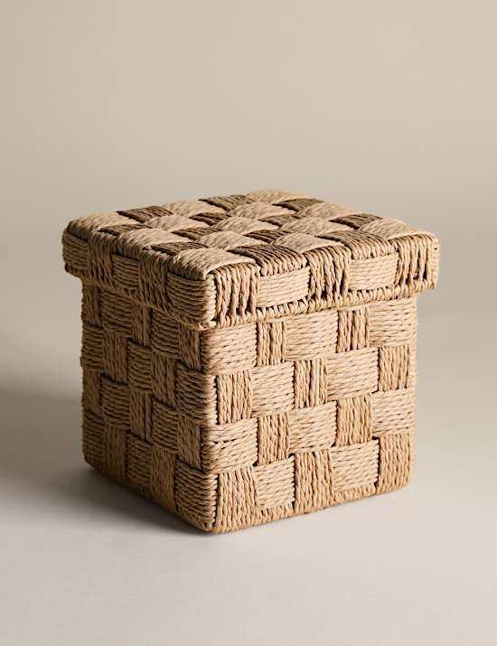 Woven Jute Small Square Storage Box