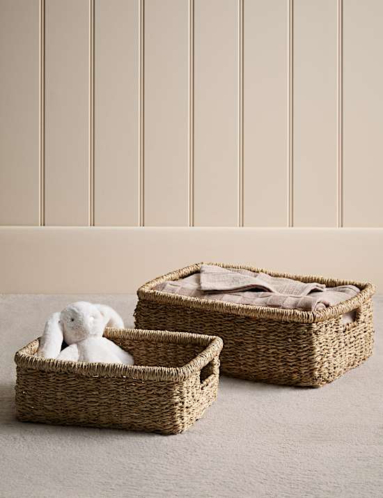 Set of 2 Seagrass Rectangular Baskets