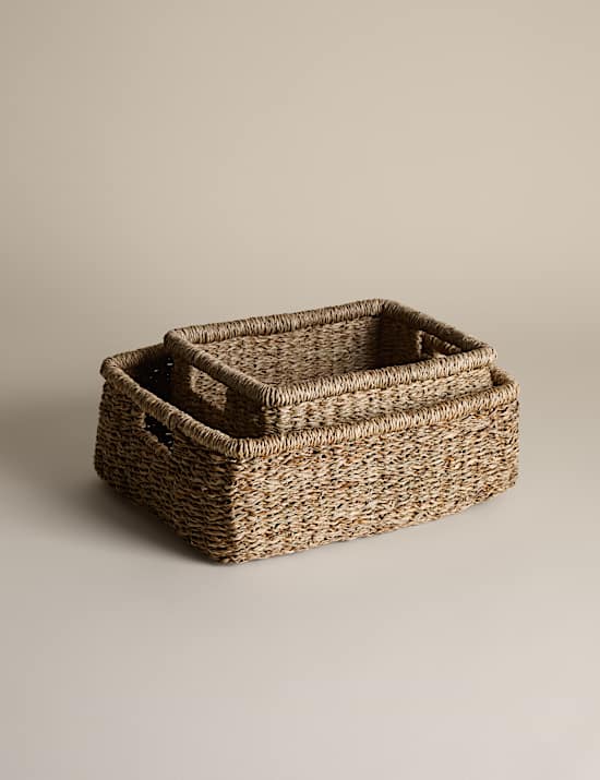 Set of 2 Seagrass Rectangular Baskets