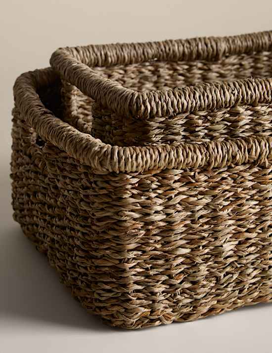 Set of 2 Seagrass Rectangular Baskets