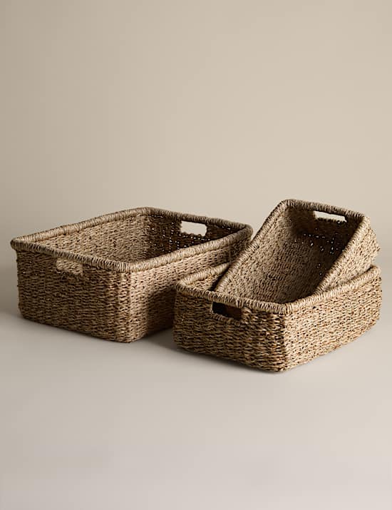 Set of 2 Seagrass Rectangular Baskets