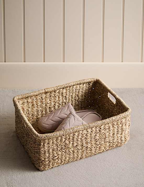 Großer rechteckiger Korb aus Seegras