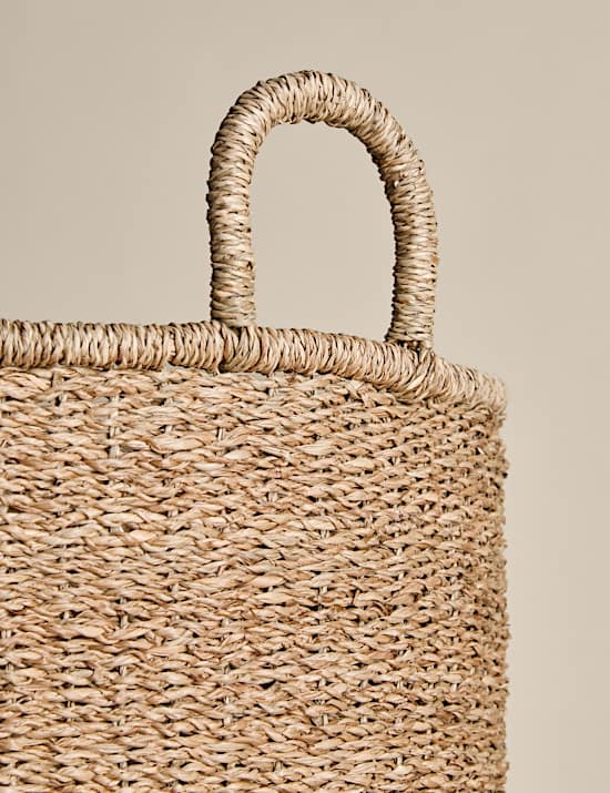 Velký kulatý úložný košík s motivem mořské trávy