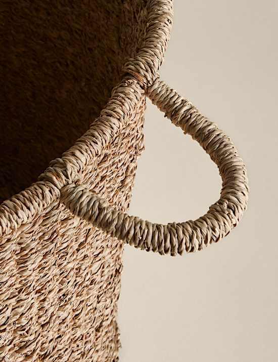 Velký kulatý úložný košík s motivem mořské trávy