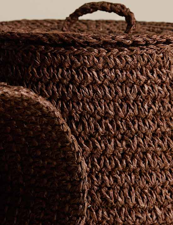 Set of 3 Raffia Small Lidded Pots