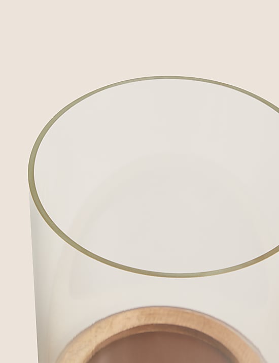 Wood and Glass Hurricane Lantern