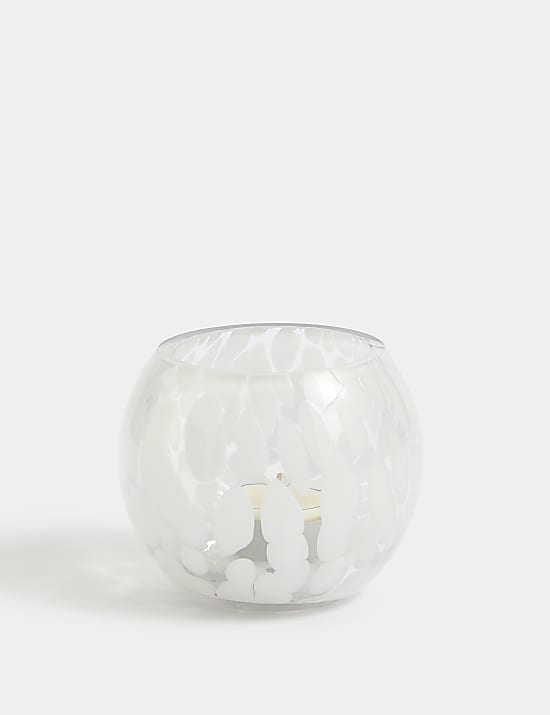 Teelichthalter aus Glas mit Konfettimuster