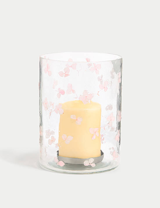 Pressed Flower Hurricane Candle Holder