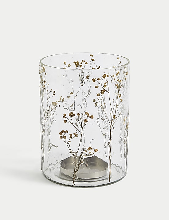 Pressed Flower Hurricane Candle Holder