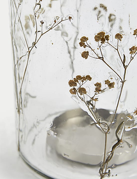 Pressed Flower Hurricane Candle Holder