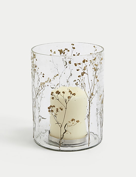 Pressed Flower Hurricane Candle Holder