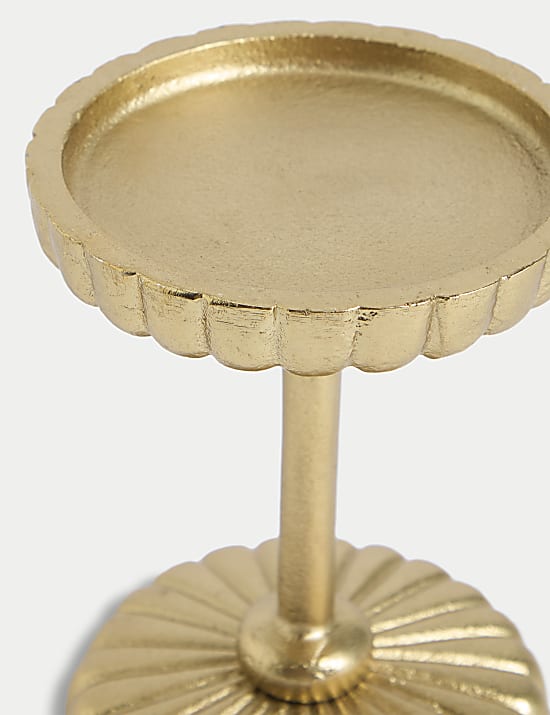 Ridged Metal Pillar Candle Holder