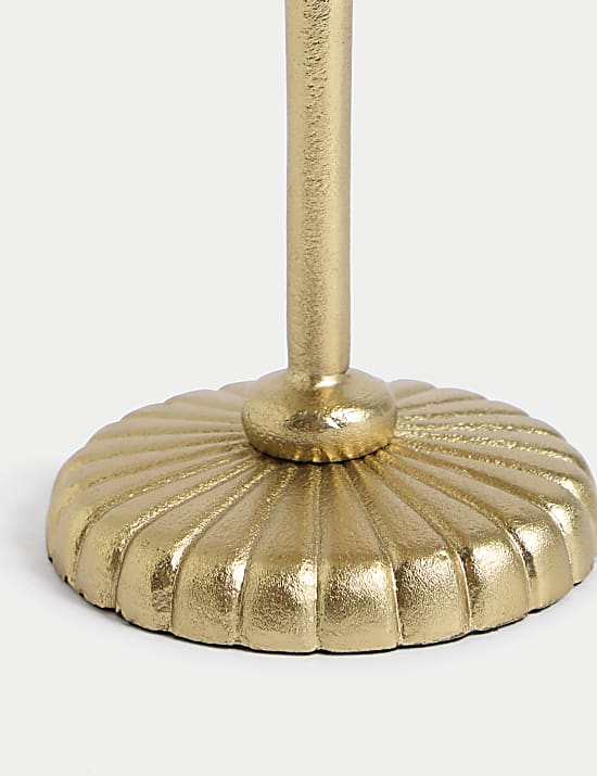 Ridged Metal Pillar Candle Holder