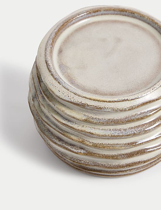 Ridged Ceramic Pillar Candle Holder