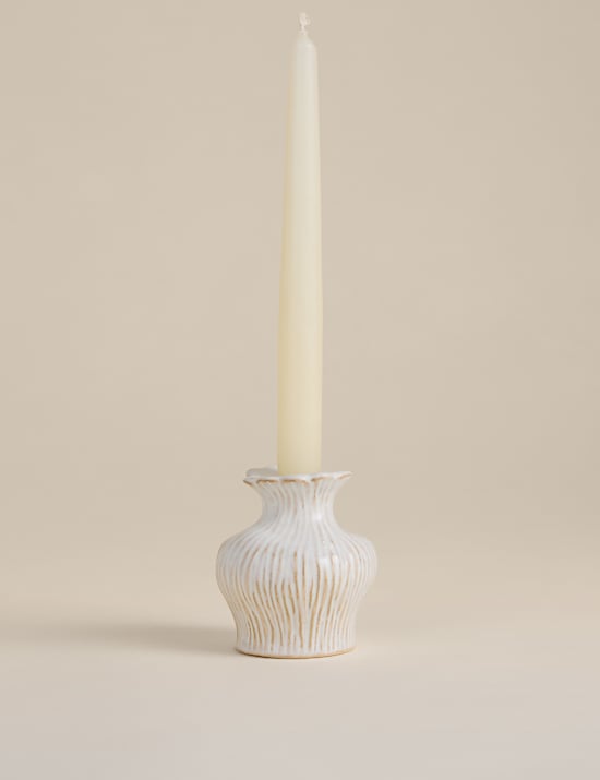 Ridged Ceramic Dinner Candle Holder