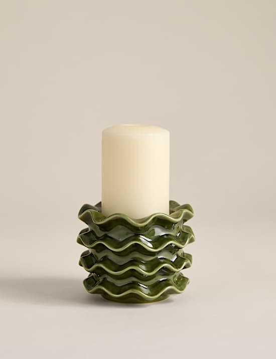 Frill Ceramic Pillar Candle Holder