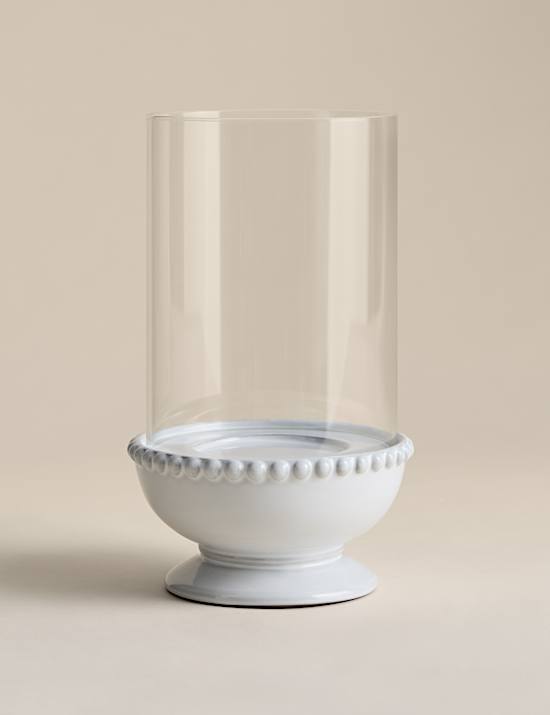 Bead Ceramic Hurricane Candle Holder
