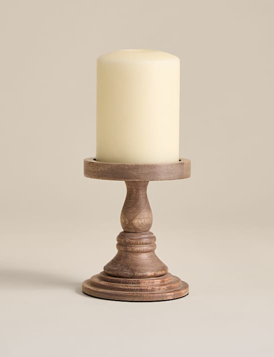 Wooden Pillar Candle Holder