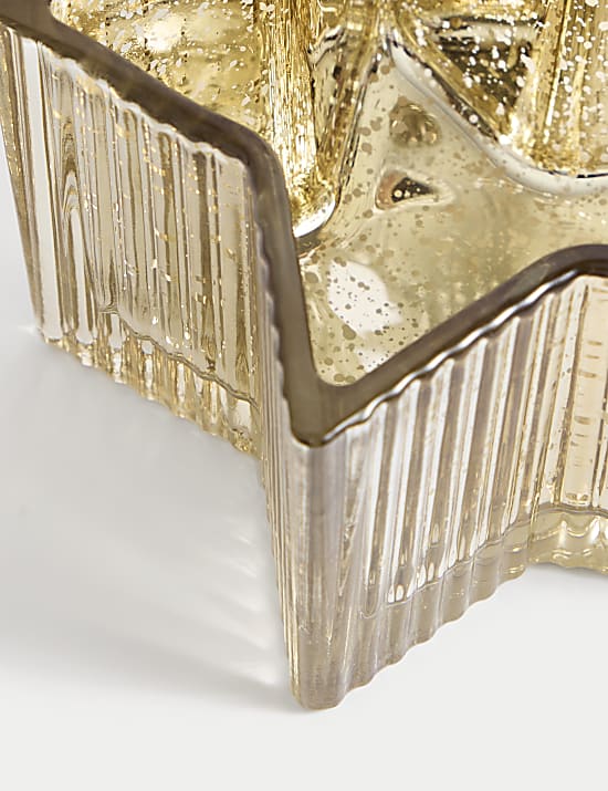 Star Ridged Glass Pillar Candle Holder