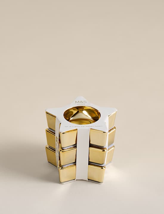 Zestaw 3 szklanych świeczników-gwiazdek na tealighty