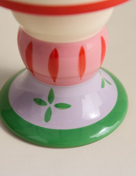 Set of 2 Patterned Ceramic Candle Holders