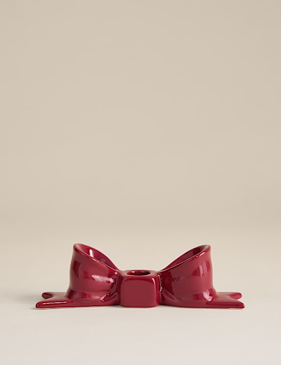 Κεραμικό κηροπήγιο για μακρόστενα κεριά με φιόγκο