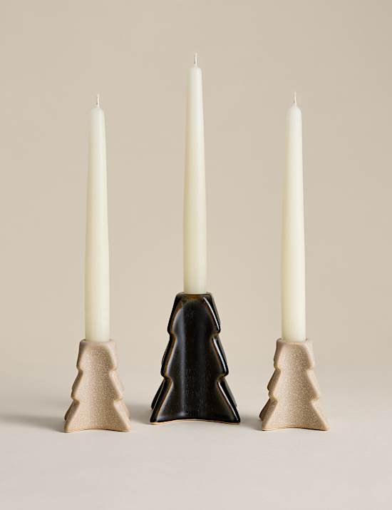 Set of 3 Tree Ceramic Candle Holders