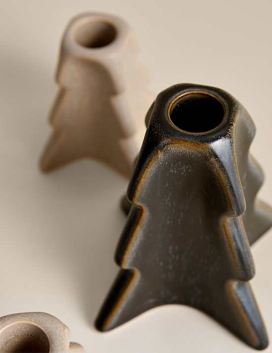 Set of 3 Tree Ceramic Candle Holders