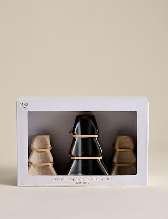 Set of 3 Tree Ceramic Candle Holders
