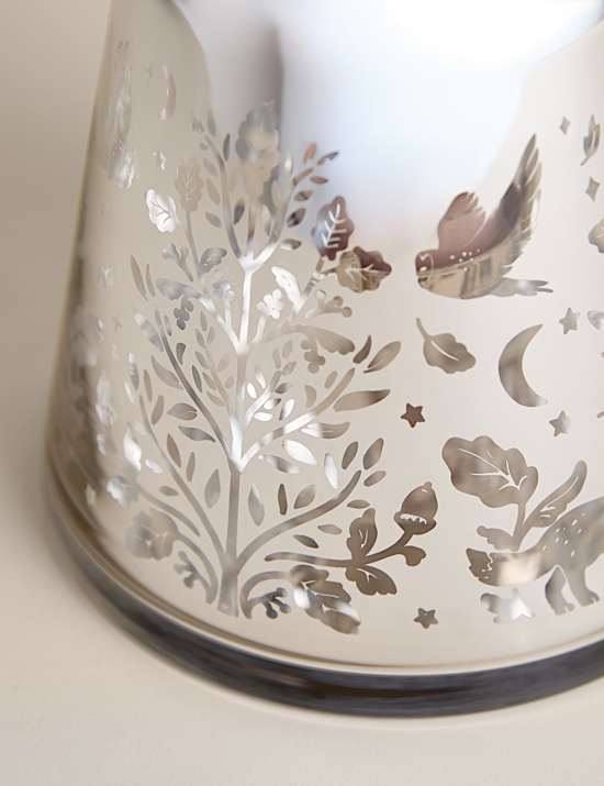 Woodland Scene Glass & Metal Lantern