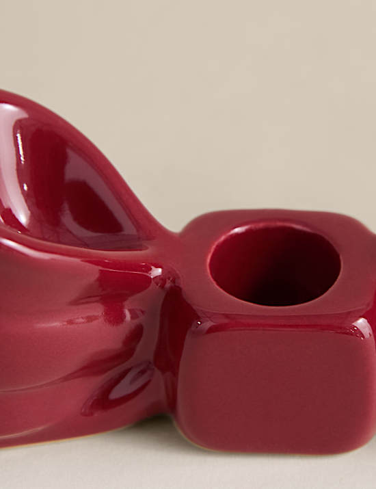 2pk Bow Ceramic Dinner Candle Holders