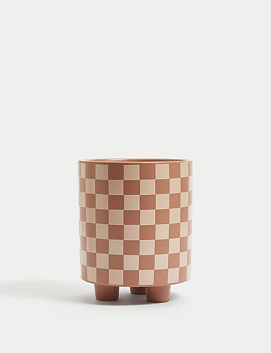 עציץ קרמיקה בדוגמת שחמט