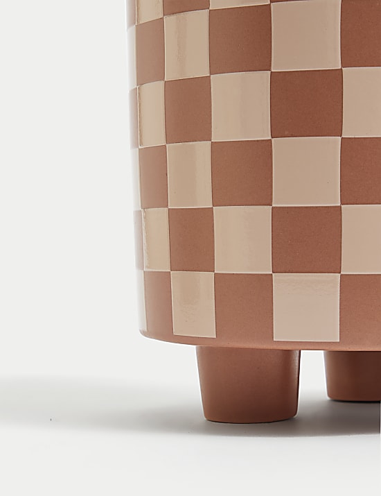 עציץ קרמיקה בדוגמת שחמט