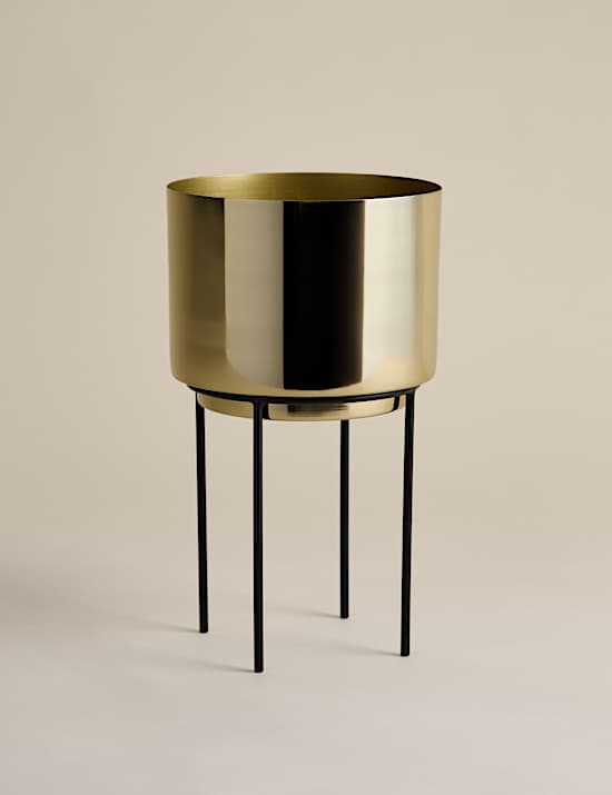 Medium Gold Planter with Stand