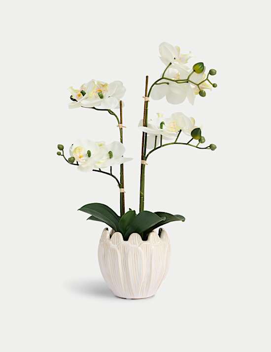 Artificial Orchid Arrangement in Ceramic Pot