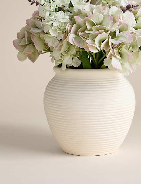Artificial Hydrangea Arrangement in Magnesia Pot
