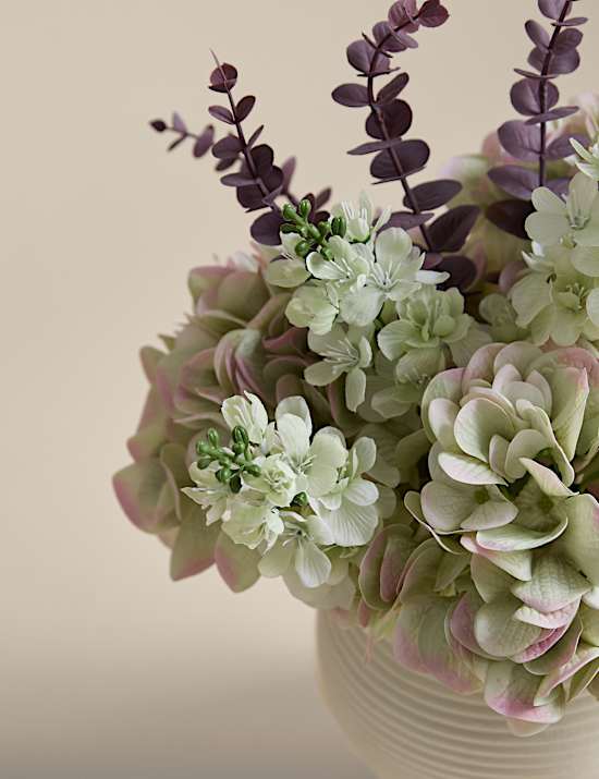 Artificial Hydrangea Arrangement in Magnesia Pot