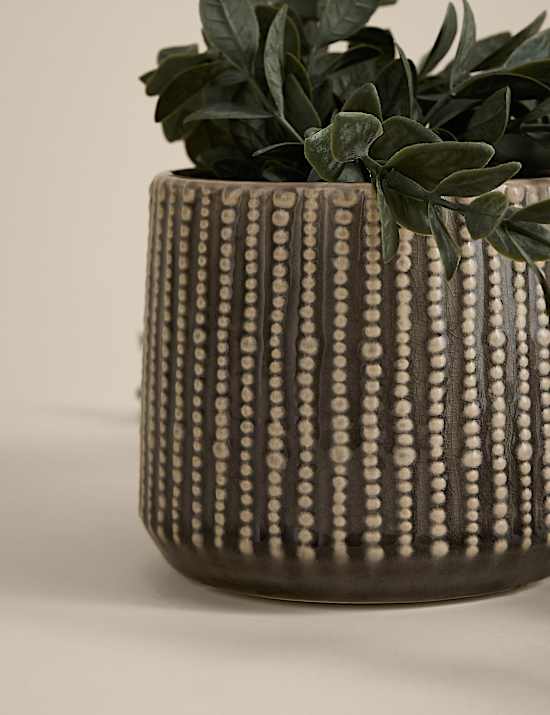 Künstlicher niederliegender Buchsbaum im Keramiktopf