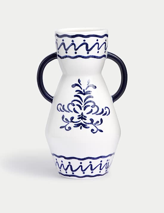 Medium Handpainted Floral Ceramic Vase